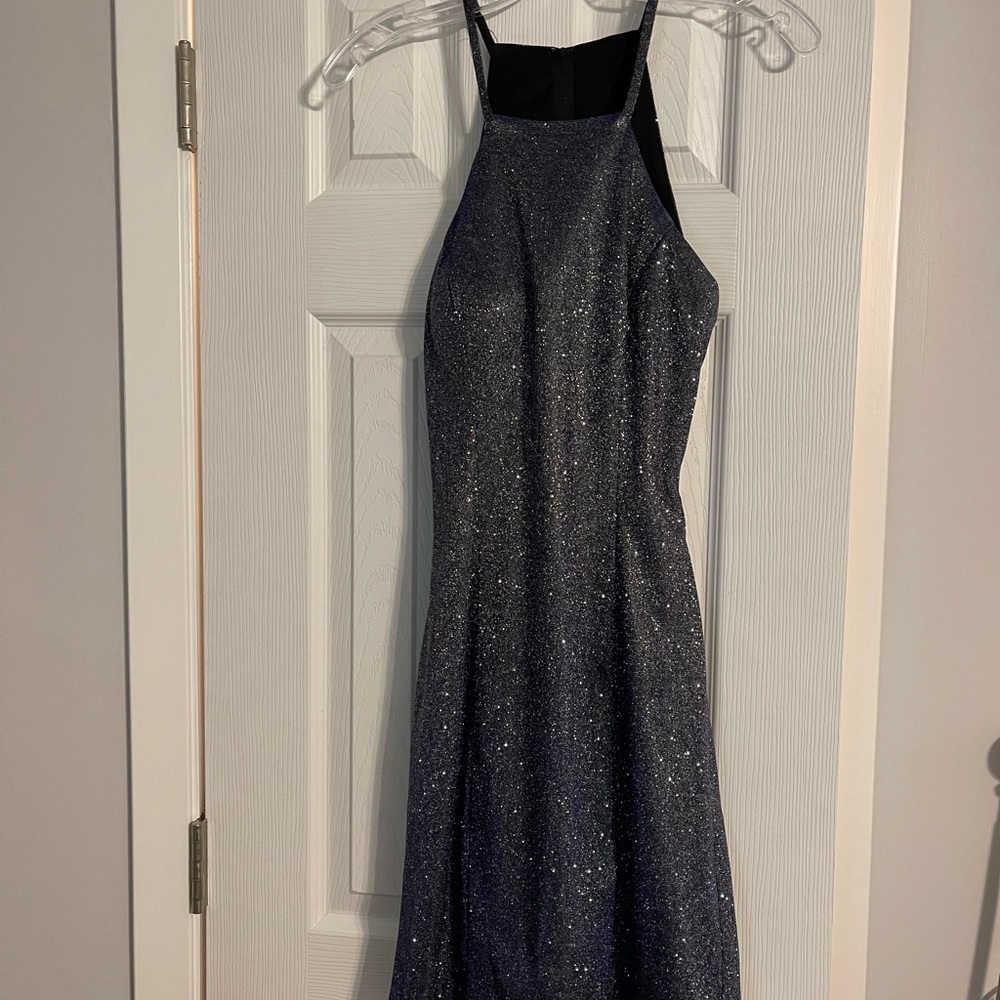 Ed Young Navy Glitter Short Party Dress Size M